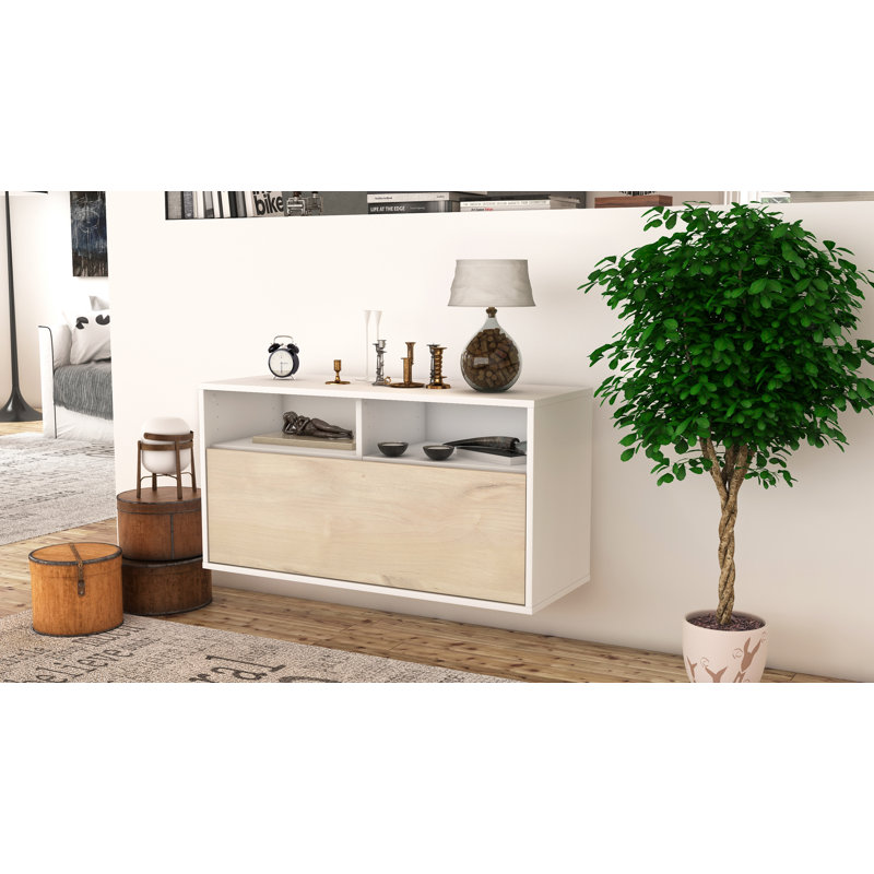 Loyne Unfinished Floating TV Stand, Wheat