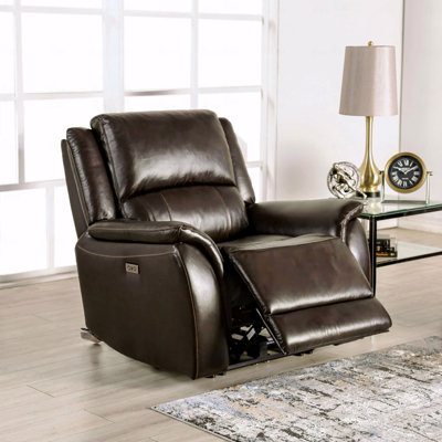 Style transitionnel 1Pc Power avec fauteuil inclinable entièrement rembourré avec accoudoirs à finition espresso pour salon principal