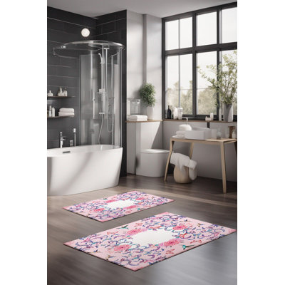 Eakly Luxury Bathmat Set (2 Pieces), 100% Polyester, 16.0 x 23.6 inches & 23.6 x 39.4 inches | Non-Slip Antibacterial Design, 0.3 in Pile Height | Machine Washable, Durable & Easy to Clean | Ideal for Bathroom Décor