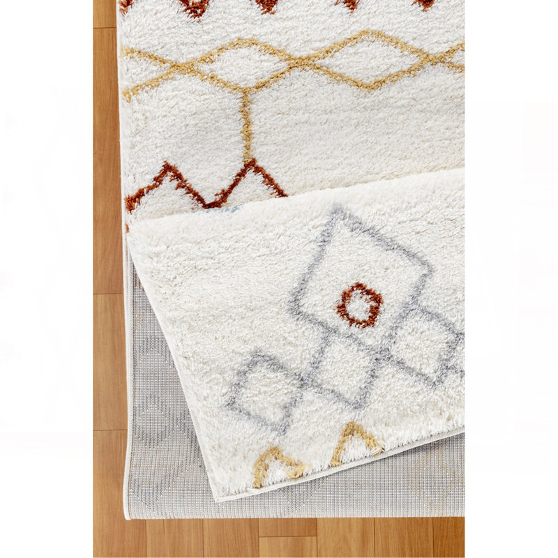 Ivory Shaggy Area Rug, Rectangle 7'10" x 9'10"