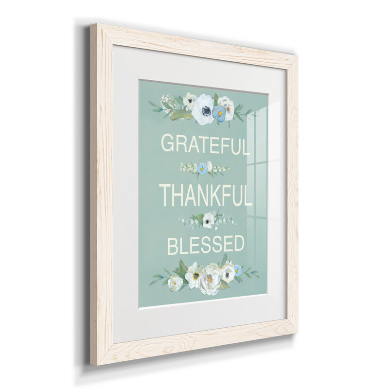 Grateful Thankful - impression encadrée sur papier, Blanc, H 20 po x l 17 po x P 1 po