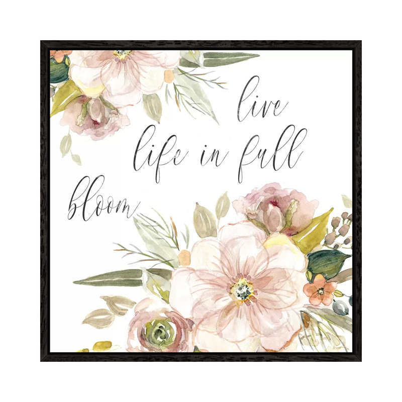 Peach Bloom II by Carol Robinson - Print on Canvas, Black Framed, 66.04 cm H x 66.04 cm W