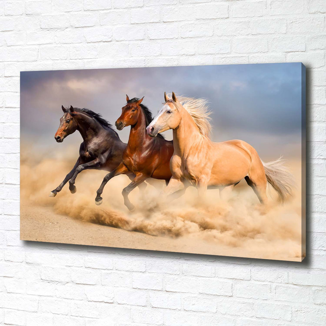 Horses In A Gallop - Wrapped Canvas Print