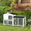 Cage en bois blanche de 62 po, aire de roulement, entretien facile, fabrication solide, portes verrouillables, plateau amovible, lapin de toit en asphalte, cage en bois blanche, spacieuse et propre