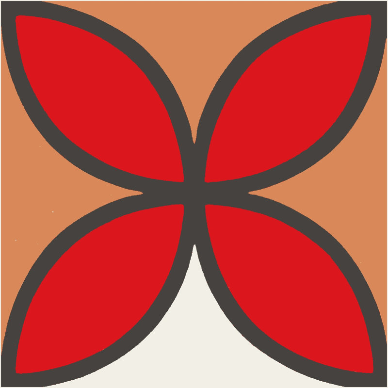 Tapa Fourleaf by Shag 8" Cement Patterned/Concrete Look Wall & Floor Tile, Flame