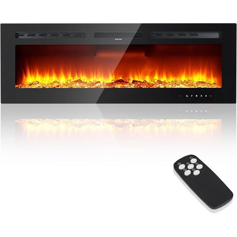 50" -Thin Built-In Electric Fireplace with Flame & Remote, Overheat Protection