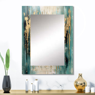 Gilded Daydream VI - miroir décoratif minimaliste, miroir mural brun, impression d'art en métal