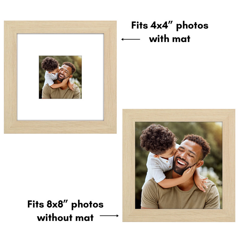 Natural Oak 8x8 Wide Molding Picture Frame with Mat