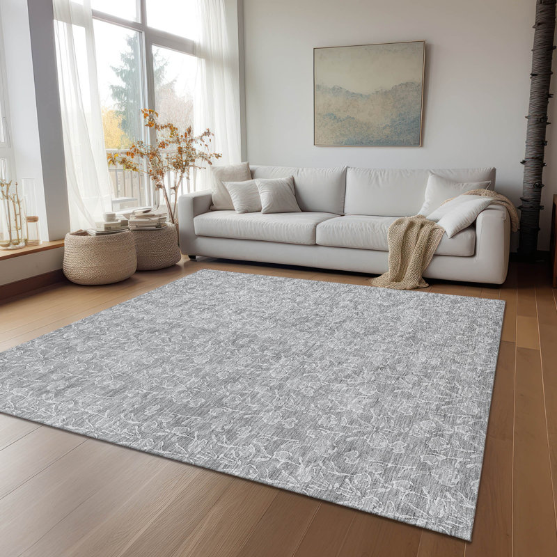 Granier Washable Floral Indoor / Outdoor Rug, Rectangle 5' x 7'6"