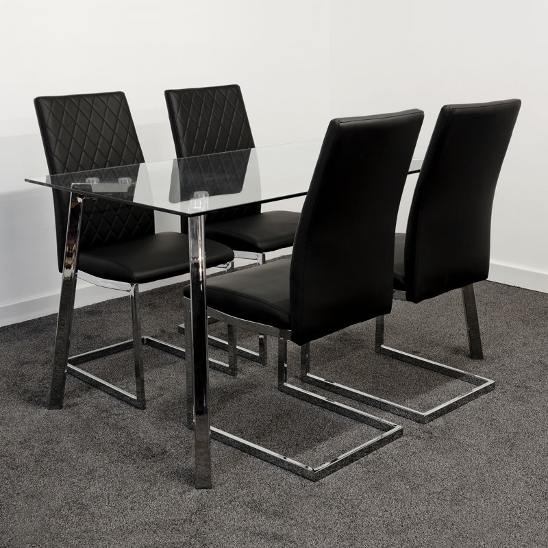 Brannon 4 - Person Dining Set, Black