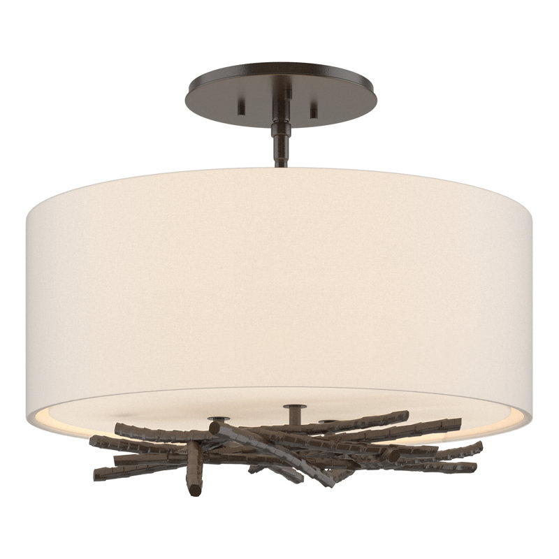 Brindille 3 - Light Semi Flush Mount, Flax, Oil Rubbed Bronze