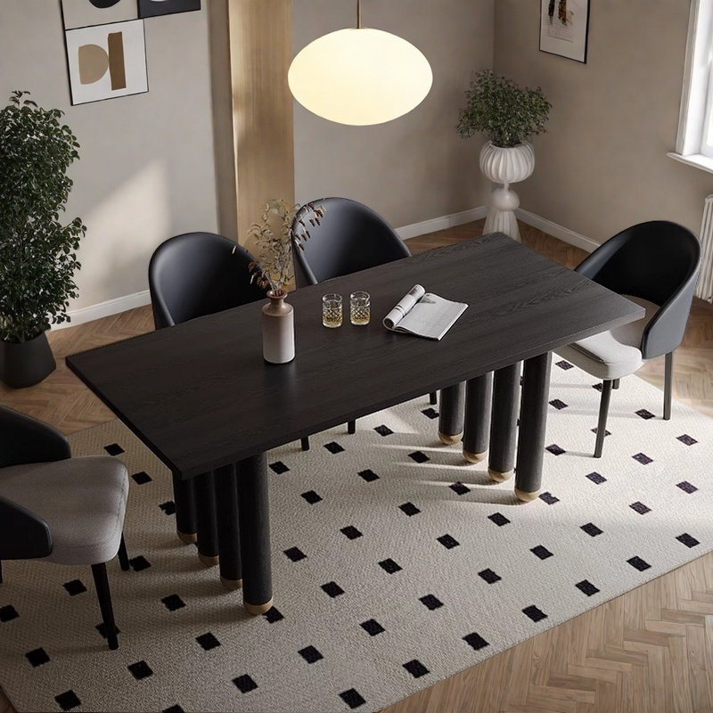 Table et chaise en bois massif moderne et simple rétro, H 29,5 po x L 70,8 po x l 31,4 po