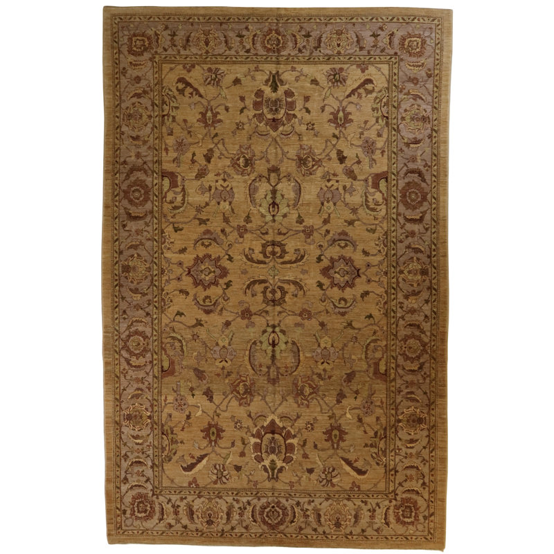 Global Rug One-of-a-Kind Hand-Knotted Pishawar Brown/Gray/Green 13'8" x 15'11" Wool Area Rug