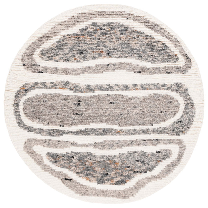 Tapis ivoire / gris foncé Antonnia, Rond 6 pi