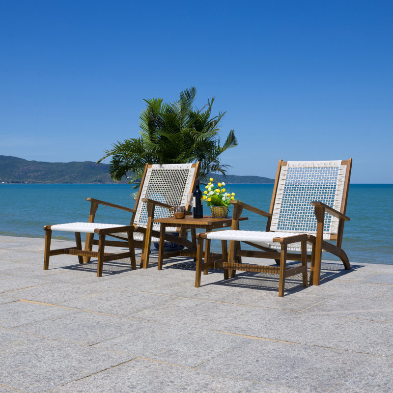 Borup Acacia 2 - Person Patio Conversation Set, Natural/White