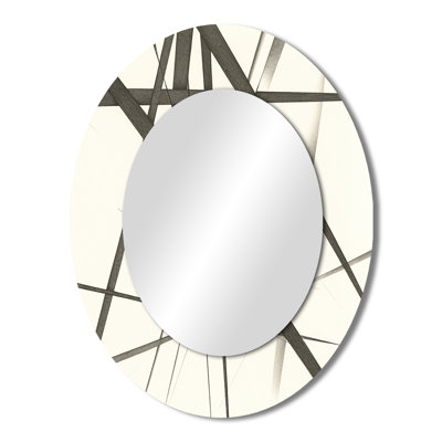 Minimalist Black And White IV - Modern Oval Wall Mirror