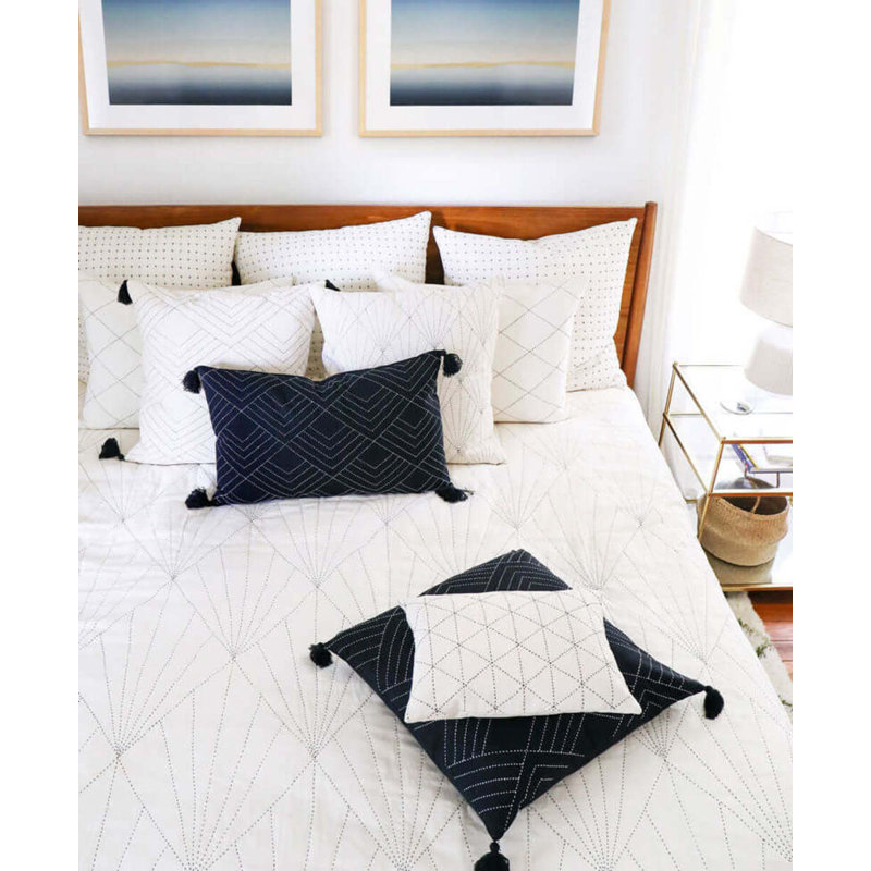 Polka Dots 100% Cotton Sham, White/Black