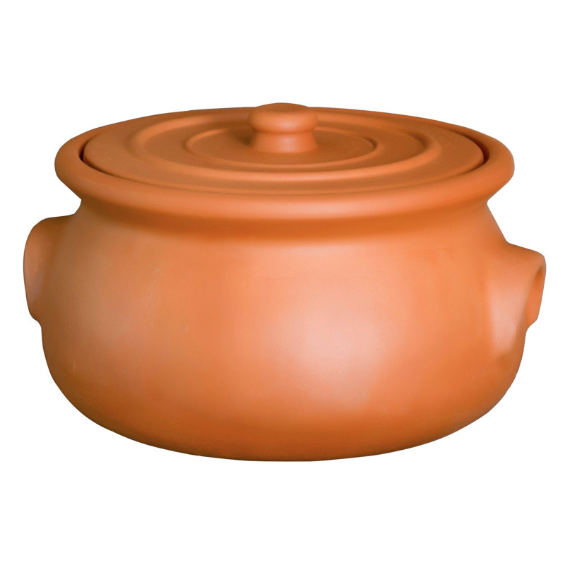 Hakan Suphan Handmade 4.7-Quart Midi Clay Cooking Pot with Lid, Unglazed
