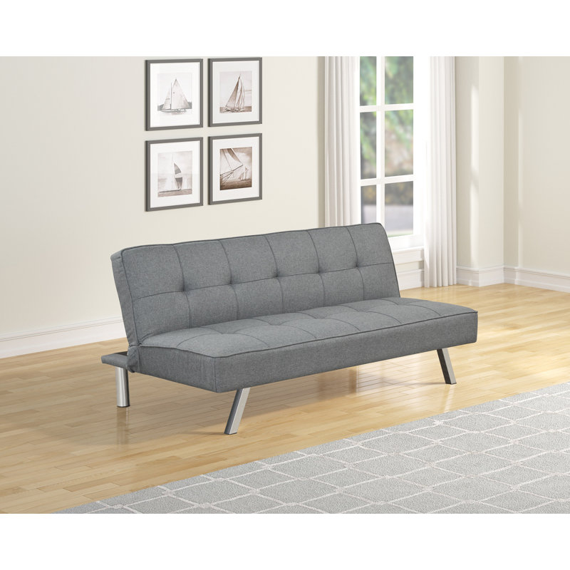 Jazzminn Twin 66.5'' Upholstered Convertible Sofa, Gray Fabric