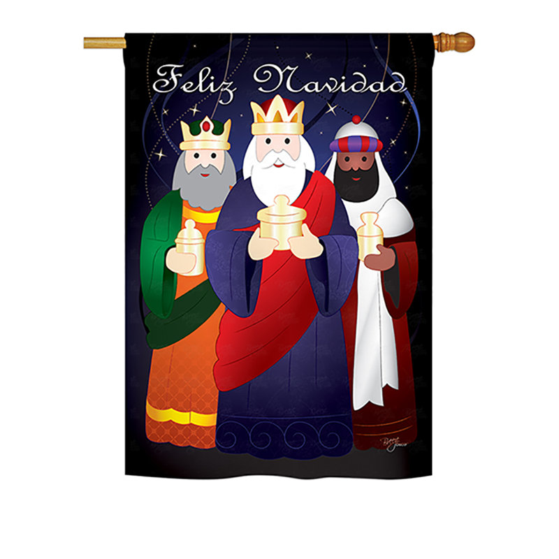 Drapeau maison en polyester à 2 côtés feliz navidad, H 40 po x l 28 po