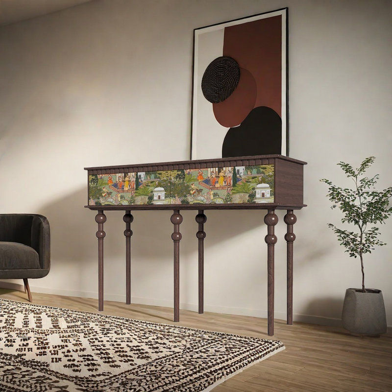Console rétro multifonctionnelle élégante, Brun