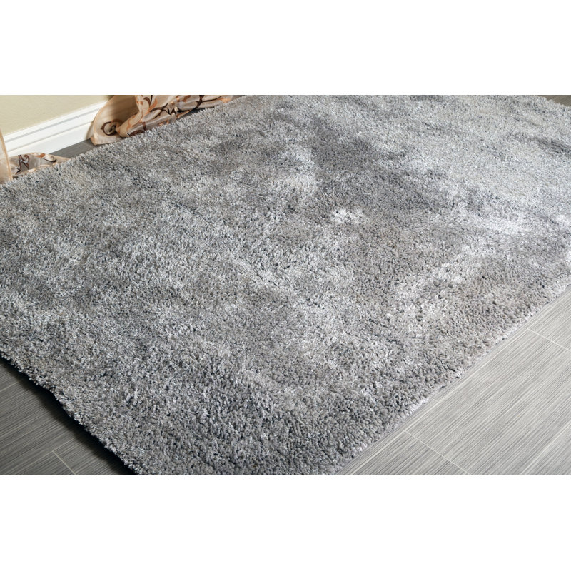 Tapis poils longs zone grise fait main Shiflett