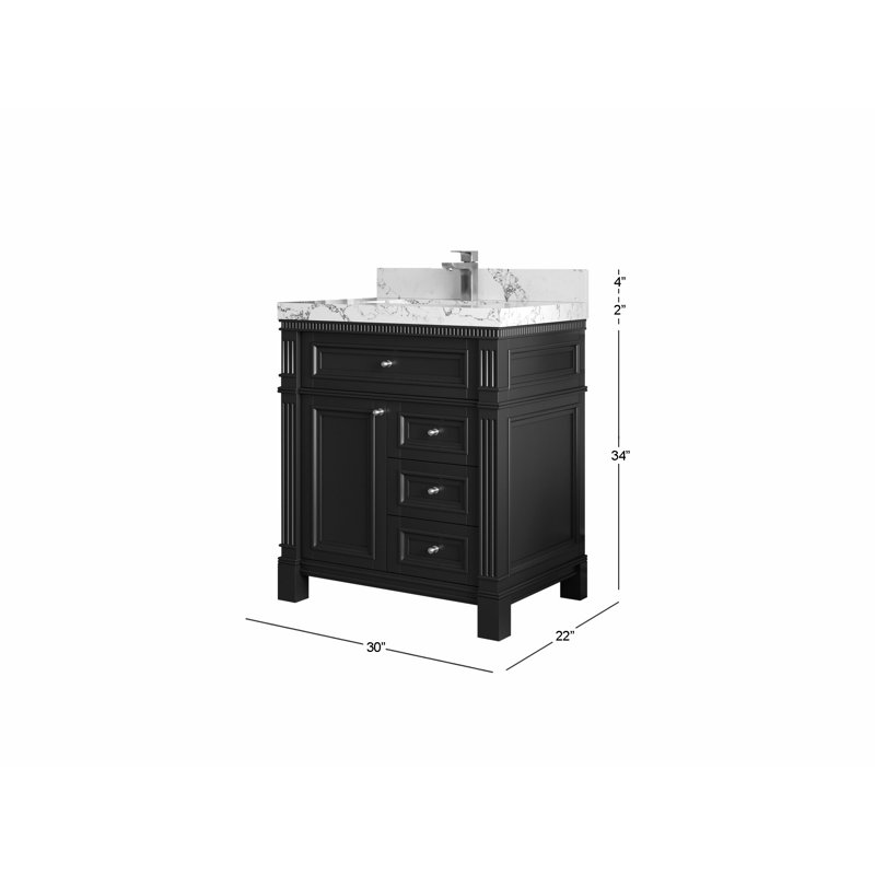 30 po Paris X P 22 po De salle de bain Quartz, Calacatta Nuvo
