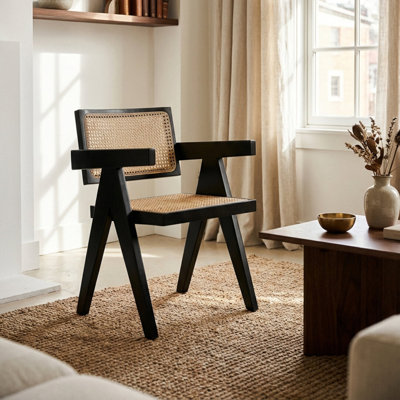 Side Chair in Black, Natural