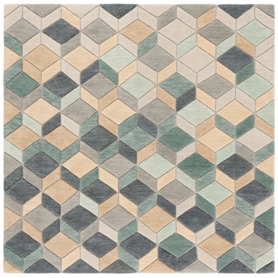 Rodeo Drive Hand Tufted Wool/Cotton Geometric Rug in Beige/Grey