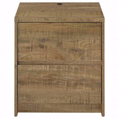 2-Drawer Bedroom Nightstand, Led Lights And Usb
