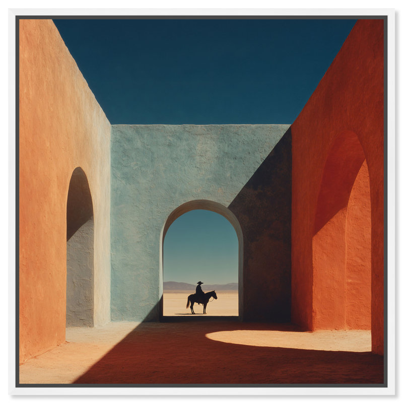 Cobalt Frontier Print by Oliver Gal, 13"H x 13"W, White Floater Frame