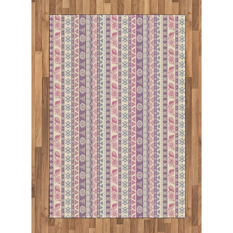 Ethnic High Density Long Fiber Poly Threads Decorative Area Rug Carpet, Rectangle 4' x 5'8"