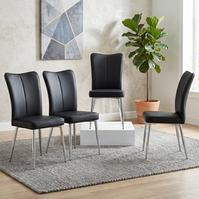 Faux Leather Upholstered Metal Dining Chair