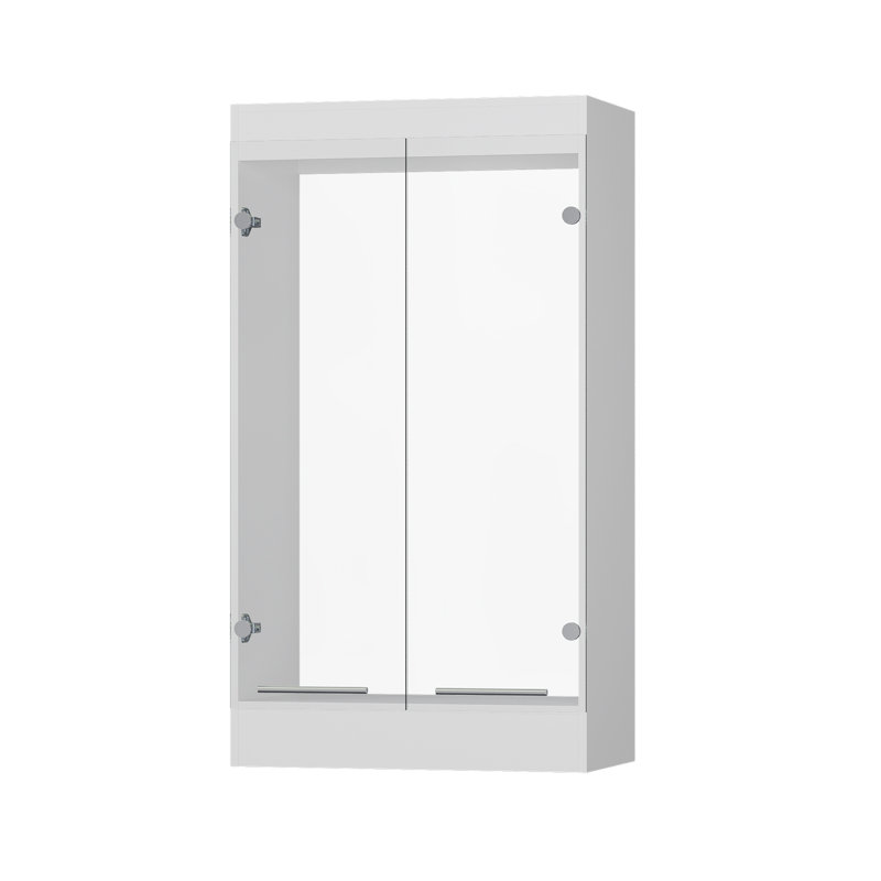 Penderie double 25,5 po avec portes en verre transparent Honywell, système de rangement mural modulaire, unité de rangement pour vêtements pour chambre à coucher ou garde-robe, blanc