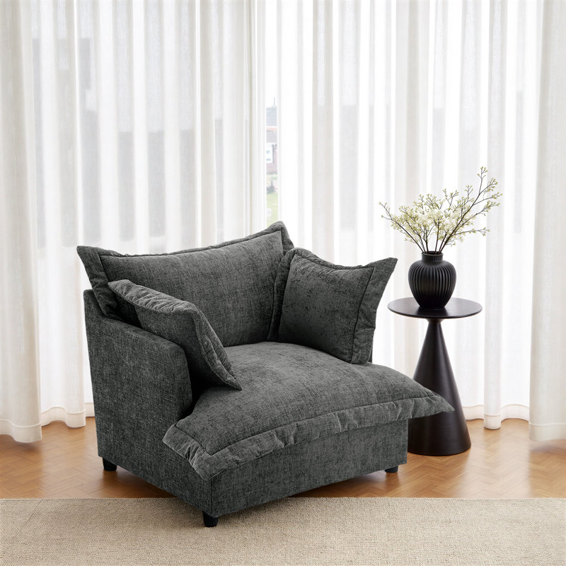 Upholstered Armchair, Dark Grey