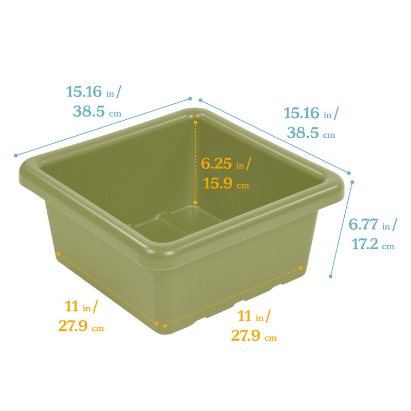 ECR4Kids Stackable Square Bins with Non-Snap Lids, Multipurpose Organization, 2-Pack, Fern Green
