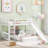 Twin Over Bunk Bed In White, Equipped With Slide And Reversible , Solid Pine Frame Material, Space - Saving For Bedrooms, Gray Style Decoration, 18 Support Slats White Built Side Installable