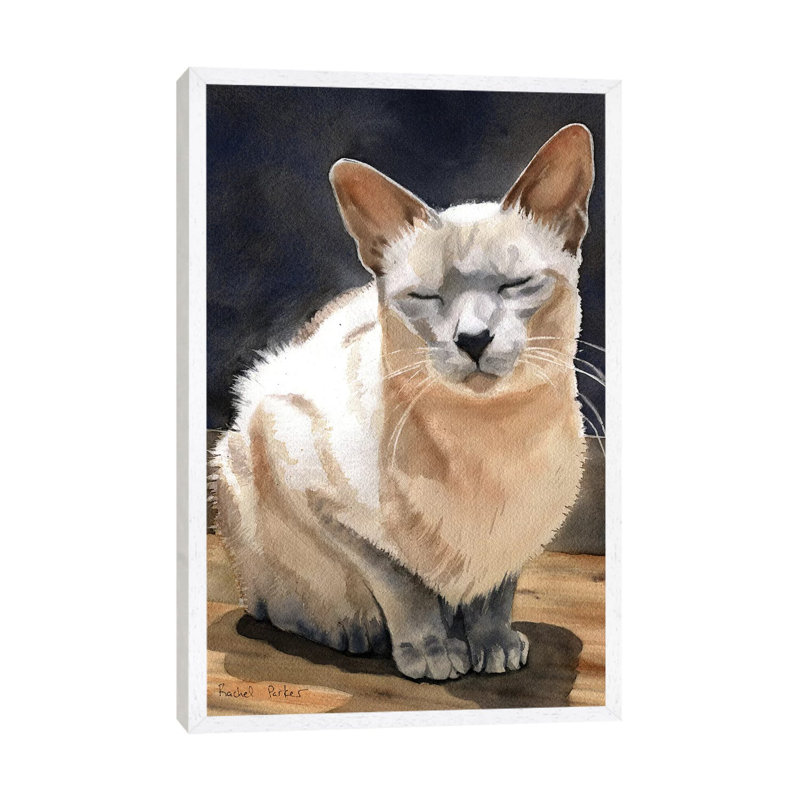 Peace Kitty 1 Piece Painting on Canvas, 66.04cm H x 45.72cm W x 3.81cm D, White Framed