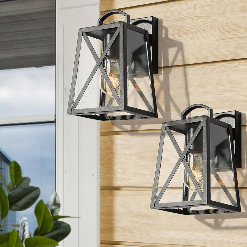 Ensemble de 2 lanternes murales noires Dontraquent H 9 po