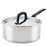 Kitchenaid 5-ply Clad Stainless Steel Saucepan With Lid, 3-quart, Polished Stainless Steel
