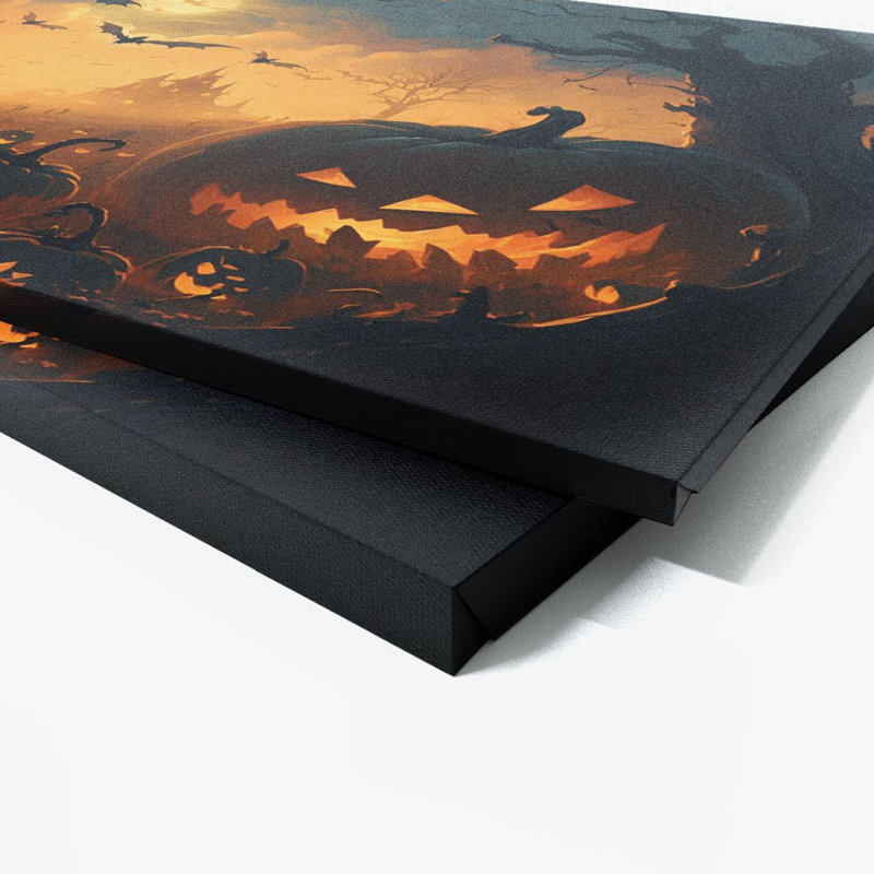 «Sense Canvas Halloween Pumpkin Patch Sunset 11», art sur toile, impression sur toile 24 x 18 / 0,75 po