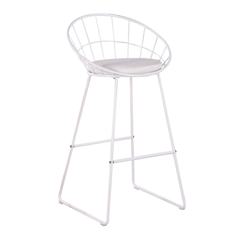 Tabourets de bar à hauteur de comptoir Modern Modern avec structure en métal incurvée et siège rembourré en similicuir, Blanc