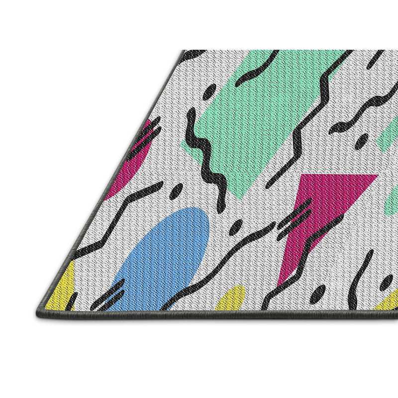 Tapis motif rose/vert/jaune, Rectangle 5 pi x 7 pi