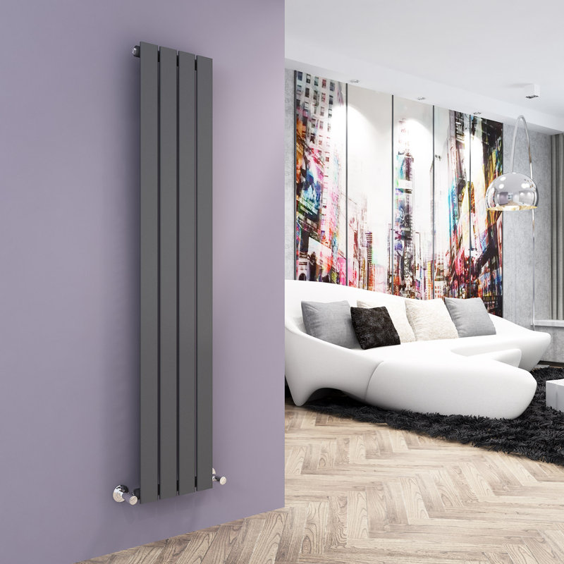 Chasity Vertical Designer Radiator, 160cm H x 30cm W x 4.9cm D, Anthracite, 1