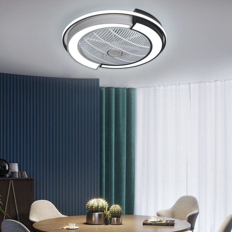 Ventilateur de plafond semi-encastré 23 po Modern Creative, Noir / blanc