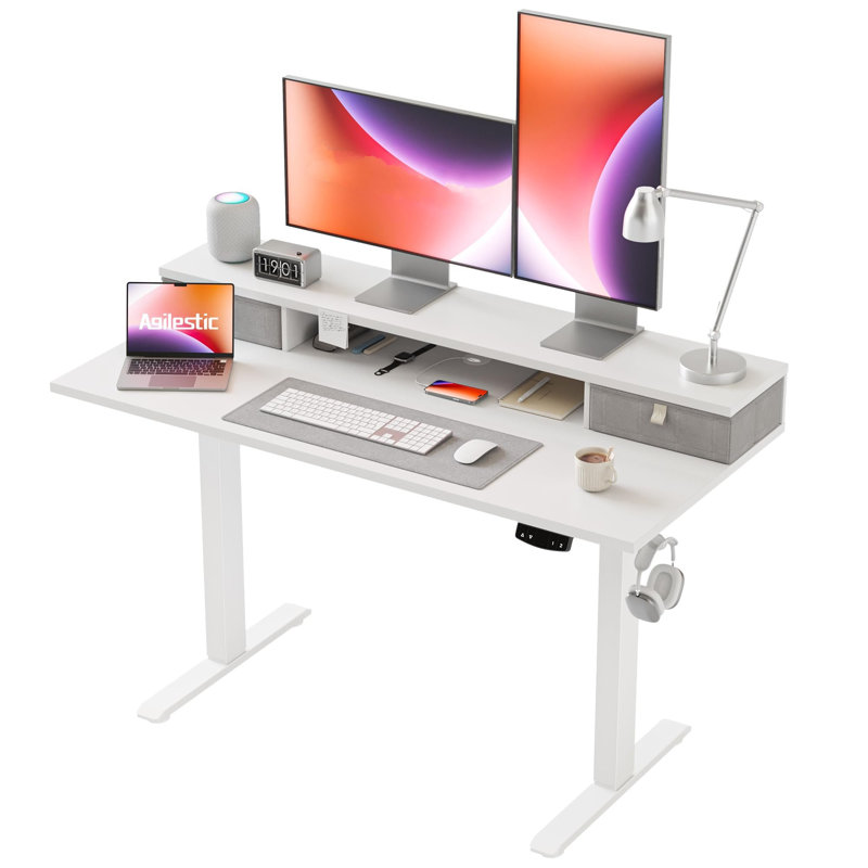 Adjustable Computer Desk, White