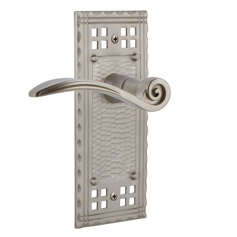 Craftsman Plate Single Dummy with Swan Lever, Satin Nickel, Right Handed