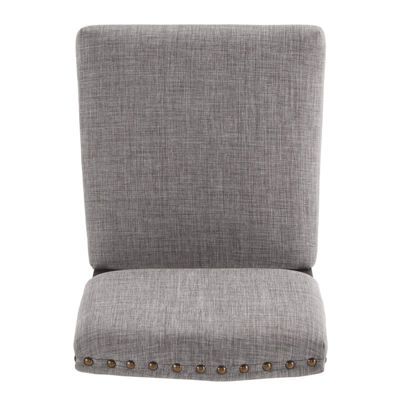 Aldrina 20.5'' H Linen Upholstered Side Chair, Gray Linen, Brown