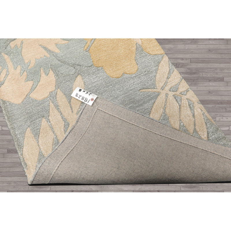 Gray Hand Tufted Floral Wool Runner Multi Sizes Oriental Area Rug, Runner 2'6" x 8'