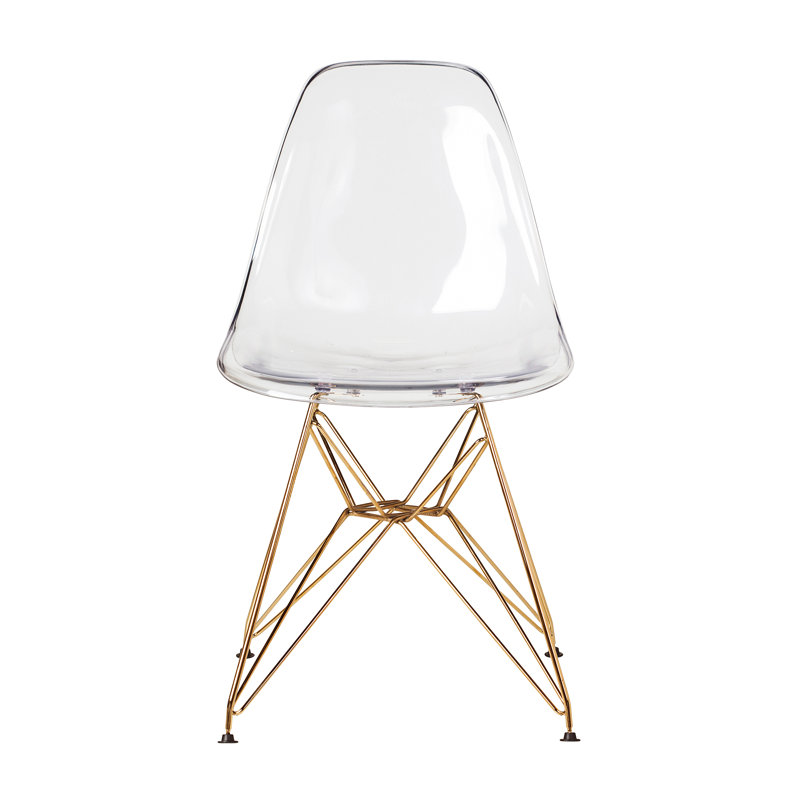 Chaise d'appoint de salle à manger moderne en acrylique transparent, Transparent / Doré